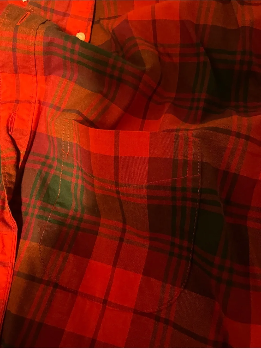 J. Crew Red and Green Plaid Button-Down Shirt - Men